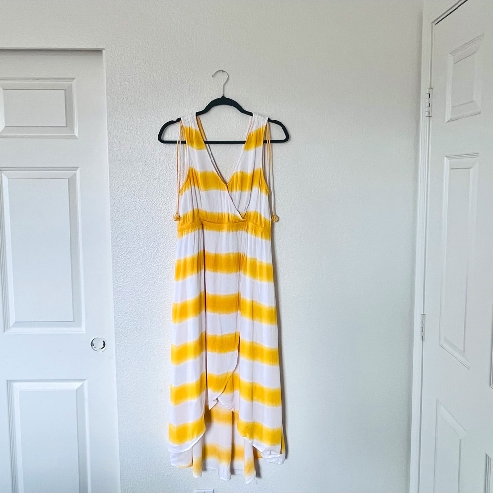 Tommy Bahama Caicos Crinkle Set Sail Striped Maxi Dress Yellow White M - Picture 7 of 9
